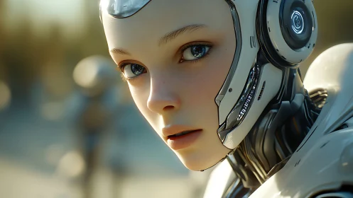 Female android portrait with luminous cybernetic detail.