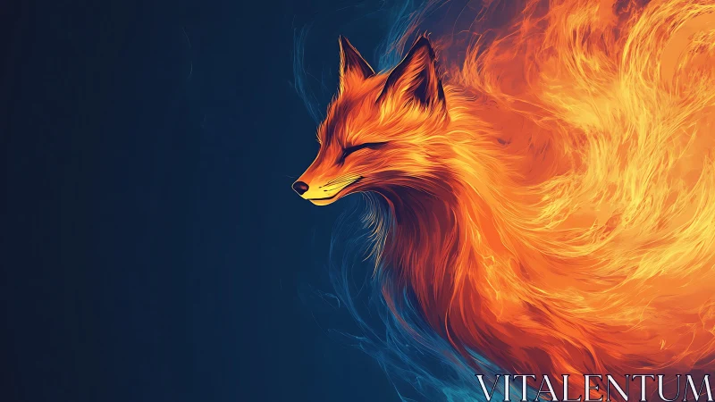 Fiery spectral fox portrait with flowing flame textures.