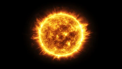 Blazing solar sphere radiates fiery plasma into space.