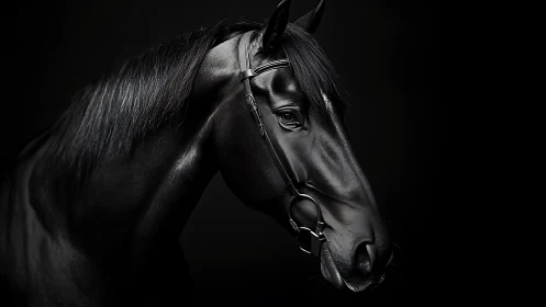 Velvet Midnight Stallion in Sculpted Shadowed Silence.