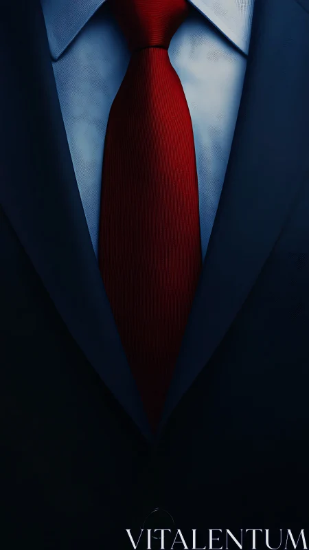 Red Tie Against Navy Suit and Crisp White Shirt.