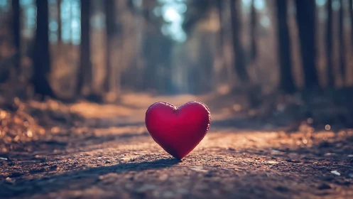 Crimson Heart on Forest Path: Shallow Depth Composition.