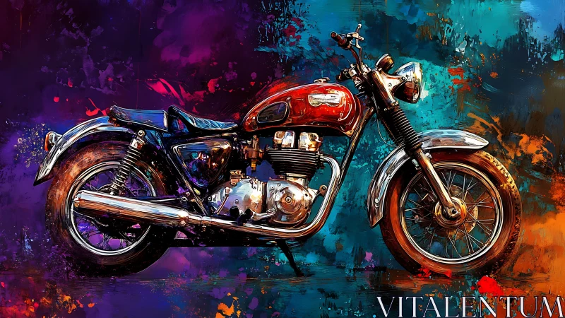 Chromatic study of vintage motorcycle with reflective chrome detailing