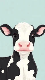 Cute Holstein calf portrait in clean minimalist vector style.