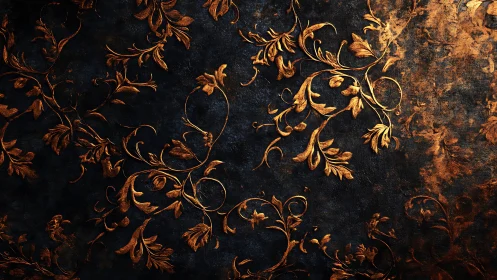 Gilded vines curl across midnight velvet, quietly glowing.