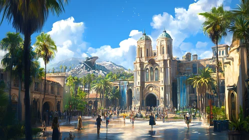 A Grand Cathedral Square Brimming with Life and History