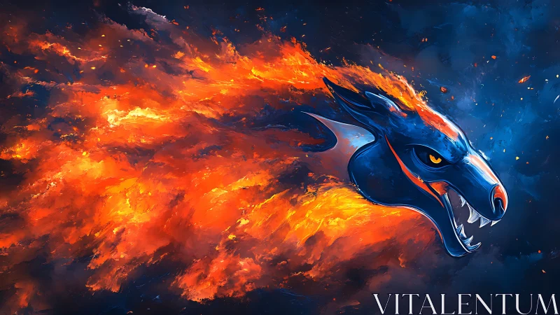 Flaming dragon comet tears across a storm-dark cosmic sky