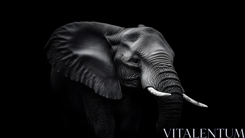 Majestic African Elephant Portrait in Dramatic Black and White.