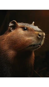 Capybara philosopher studies the sunset in quiet wonder