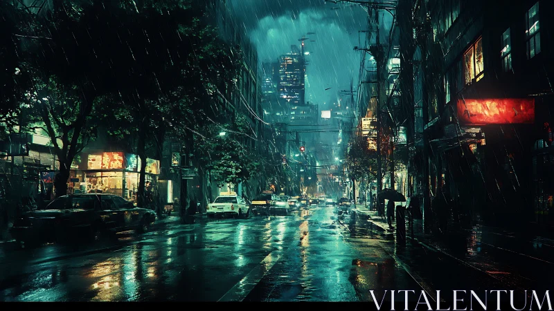 Neon rainfall teaches the midnight city how to shimmer