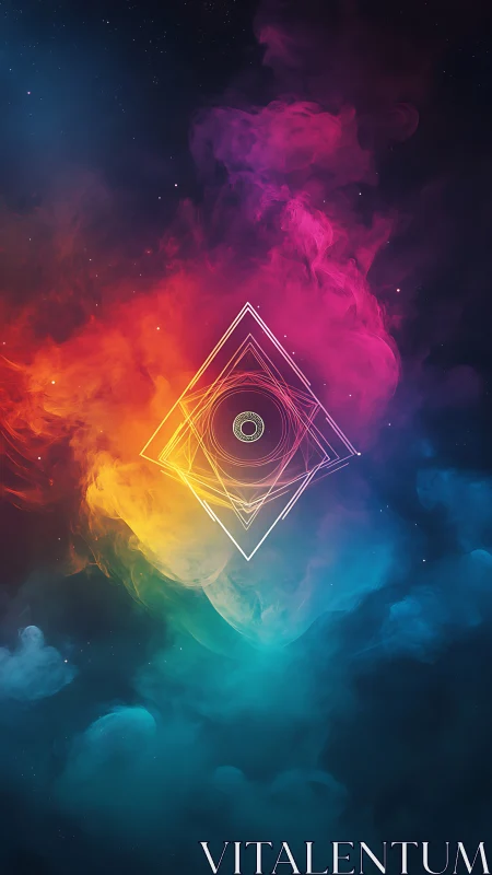 Geometric nebula portal with luminous concentric diamond grid.