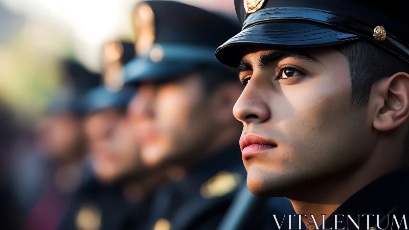 Linearly focused cadet portrait with shallow depth-of-field precision.