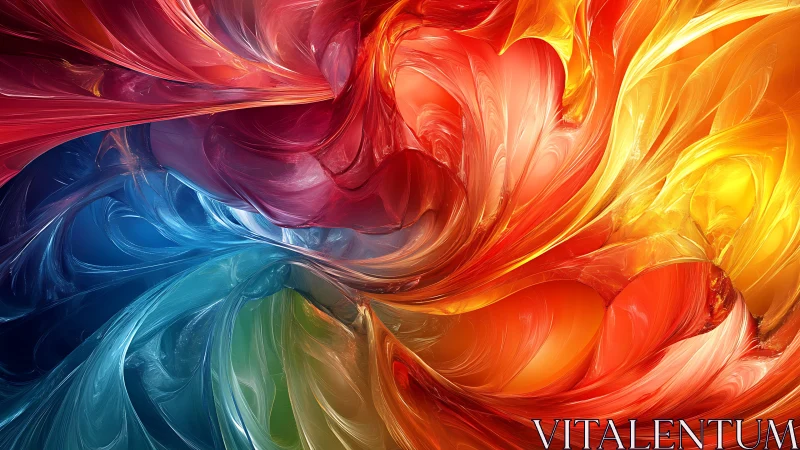 Vibrant swirling spectrum forms dynamic abstract vortex