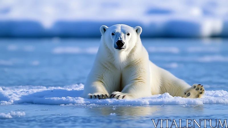 Chill monarch of melting ice, lounging on a blue mirror.