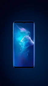 Modern Smartphone Display with Luminous Particle Wave.