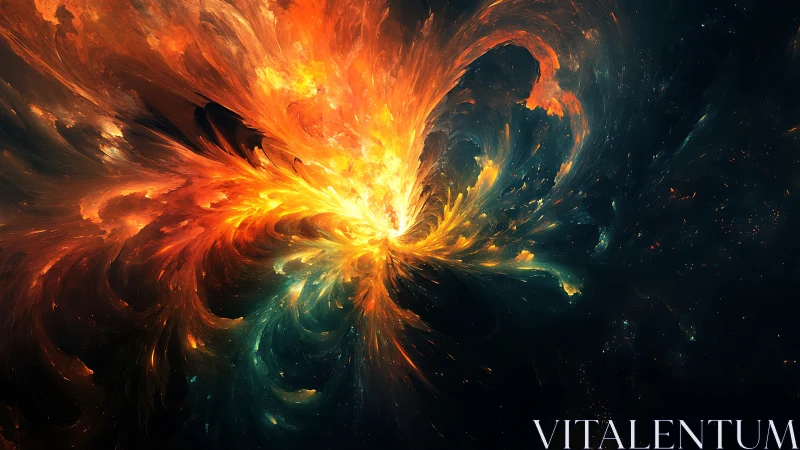 Fiery cosmic bloom unfolds like a radiant nebula heart