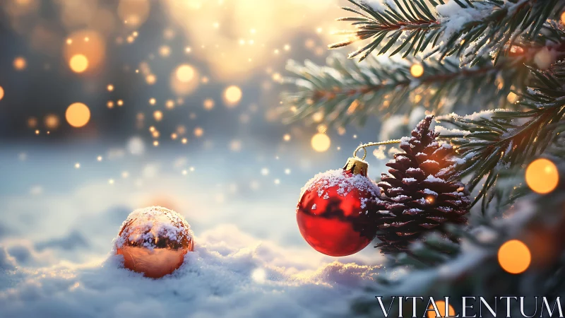 Crimson baubles trade secrets with snow in twilight hush