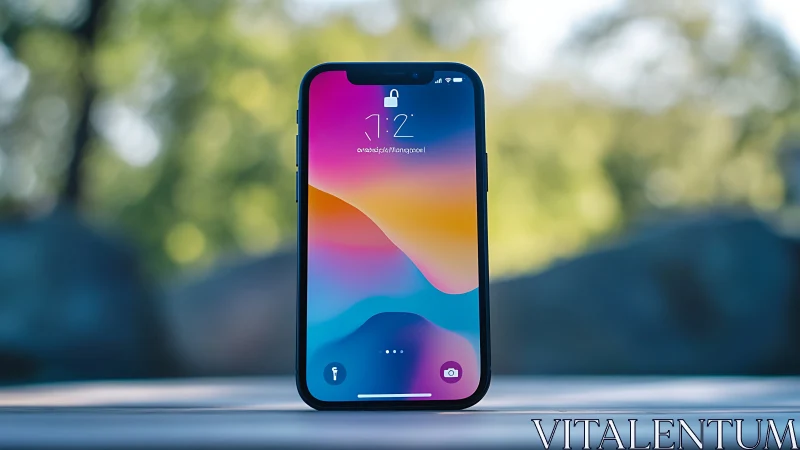 Vibrant Gradient Portal: Modern Smartphone Lock Screen Design.