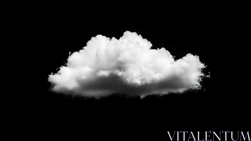 Isolated cumulus cloud on black minimalist ground glass field.