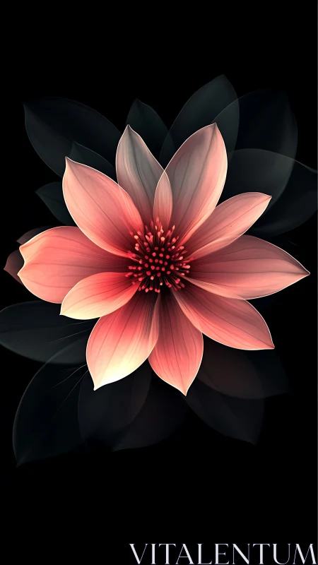 Volumetric Digital Flower with Gradient Petals Against Black Background