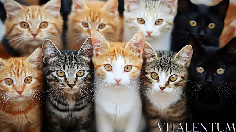 Feline Specimen Array with Chromatic Coat Pattern Diversity.