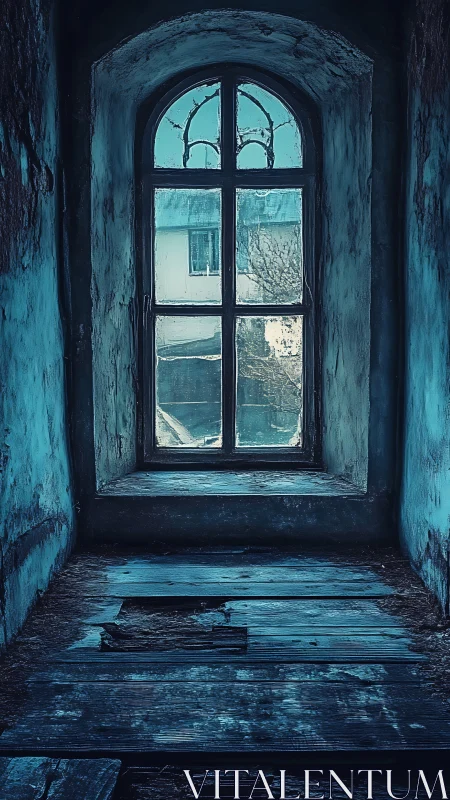 Frostbitten corridor gazes through a lonely, timeworn window.