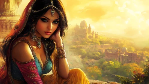 Sunlit palace dreams with a jeweled gaze of quiet wonder.