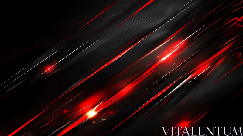 Red and black diagonal light streaks cross a dark surface
