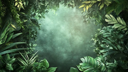 Misty Jungle Canopy Frame with Emerald Foliage.