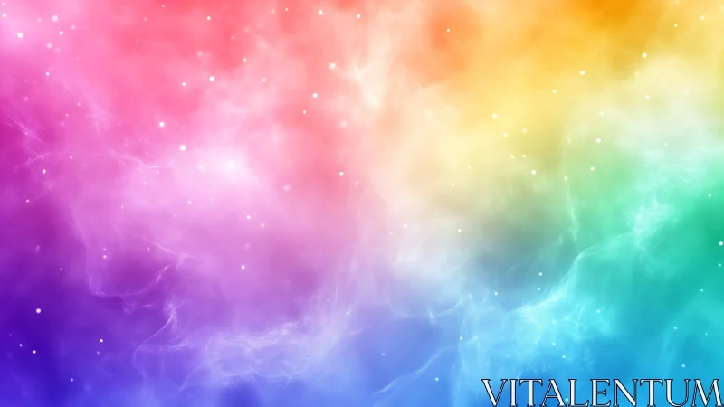 Colorful nebula cloud with soft rainbow gradient glow.