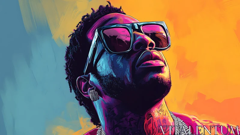 Vibrant neon portrait renders a confident figure in profile