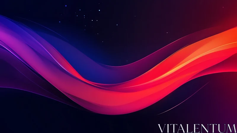 Curved multicolored gradient bands traverse a dark background