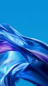 Fluid blue metallic wave on bright cyan backdrop.