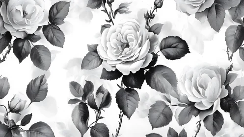 Monochrome Rose Garden: Petals Whisper in Grayscale.