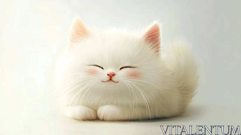 Serenity Wrapped in Clouds: The Blissfully Zen White Cat