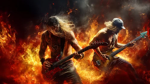 Molten Rebellion: Two Guitarists Ignite The Stage.