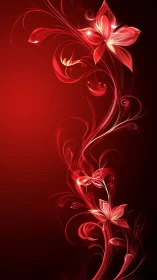 Luminous Crimson Vine Blooming with Radiant Fire Petals.