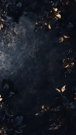 Dark Floral Arrangement with Gold Leaf Accents.