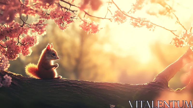 Backlit juvenile squirrel rendered in soft-focus bokeh light field