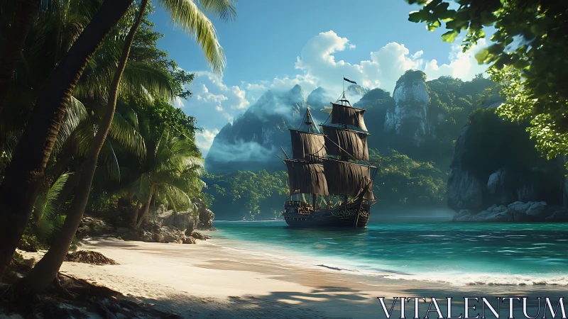 Pirates' Paradise: A Sailing Ship's Secret Cove.