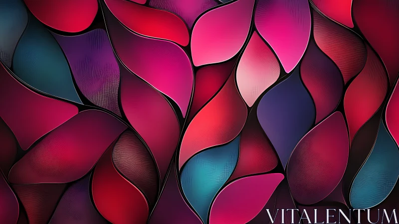 Curved petals glow in rich pinks and reds across the canvas