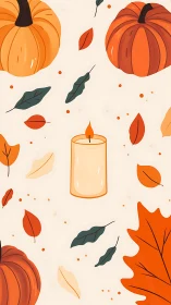 Candlelit pumpkins swirl through cozy autumn leaf confetti.