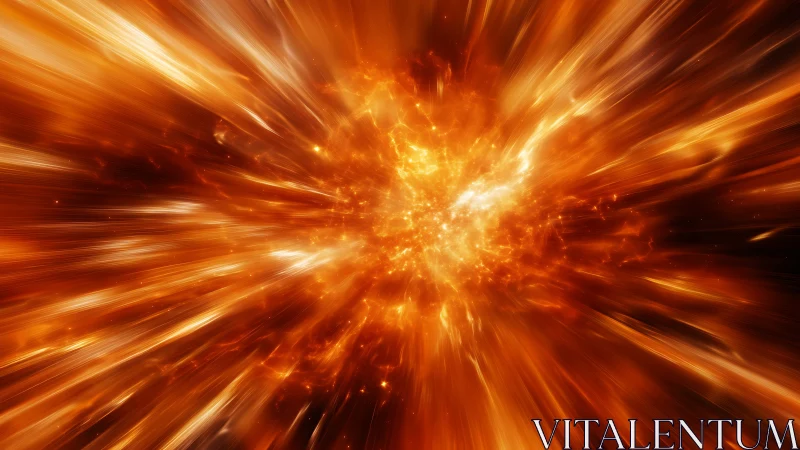 Fiery galactic explosion radiates intense cosmic energy.