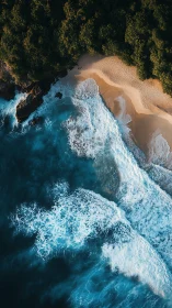 Aerial littoral interface with breaking wave turbulence dynamics.