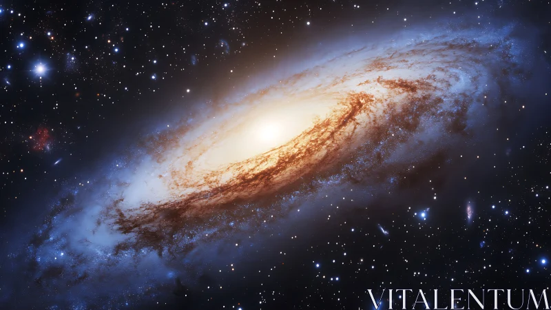 Spiral galaxy core glows brightly within dense star field