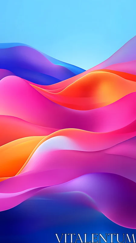 Shimmering neon waveforms flowing across a clear skyscape.