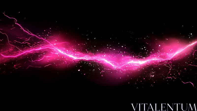 Electric pink energy ribbon crackles across deep black space.