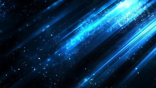 Glowing blue starlight streaks drifting through a quiet night sky.