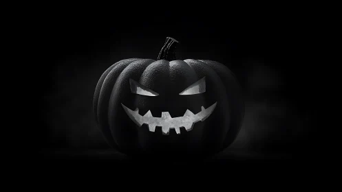 Midnight jack o lantern grins with razor bright menace.