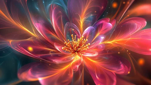 Radiant multicolor fractal bloom with luminous energy filaments